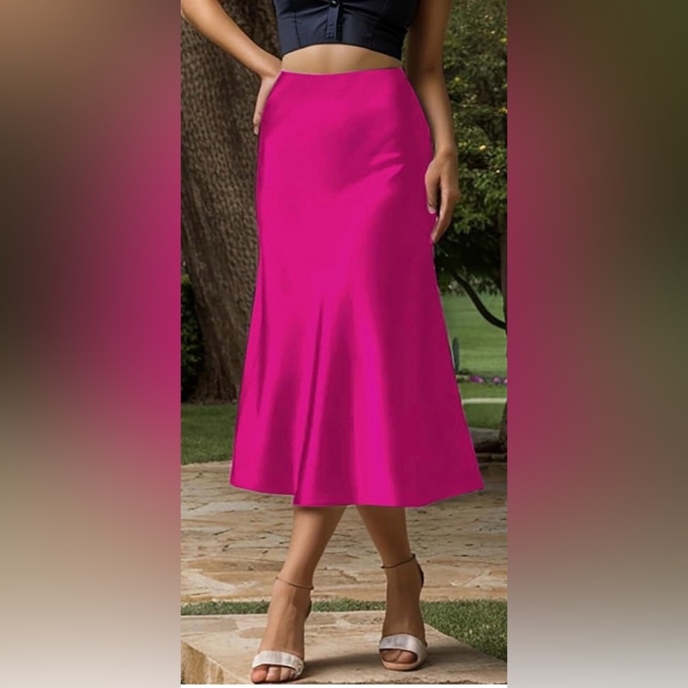The Drop, 🩷New Satin Skirt, Vibrant Pink